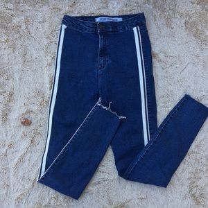 zara racing stripe denim ☾